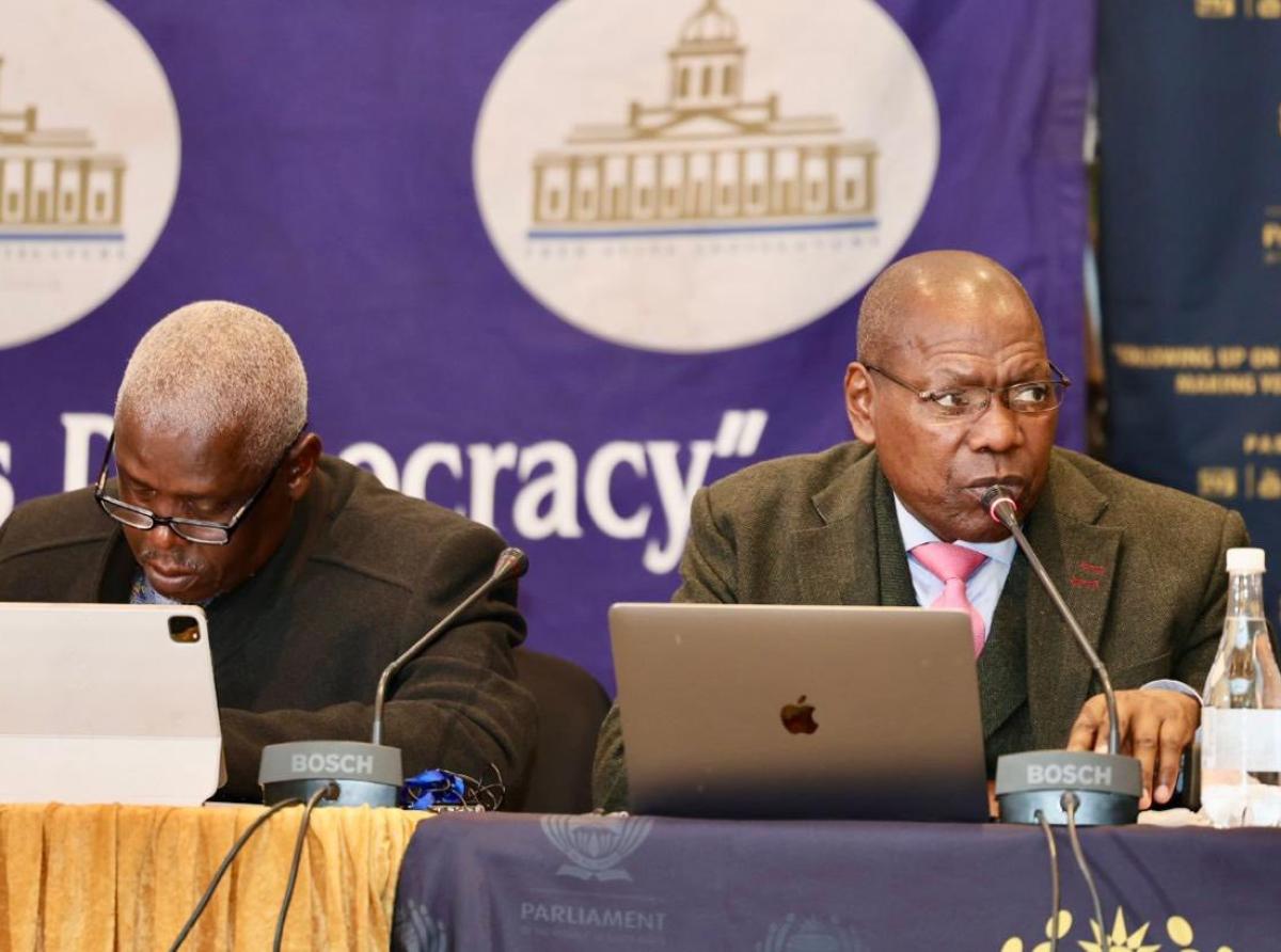 Free State Speaker of the Legislature Mxolisi Dukwana with Portfolio Committee on Corporate Governance  and Traditional Affairs (Cogta), chaired by former Minister of Health Dr Zweli Mkhize. Picture: Supplied